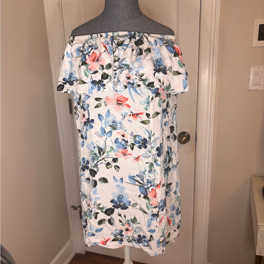 Sanctuary Blue and White Off-Shoulder Top
